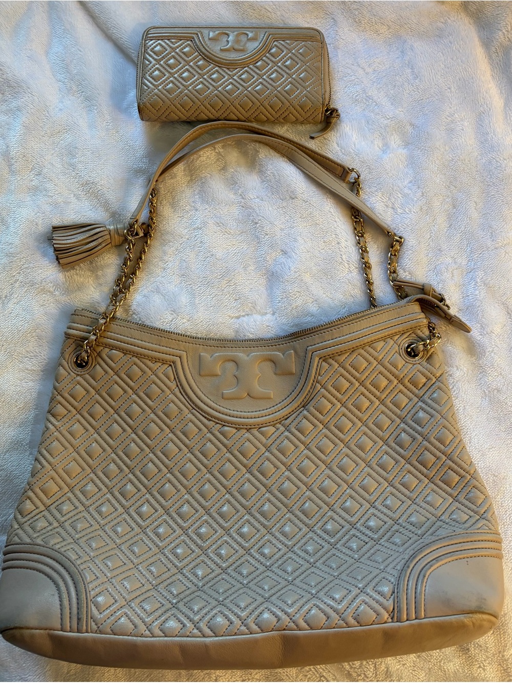 Tory Burch purse and wallet bundle with signs of wear